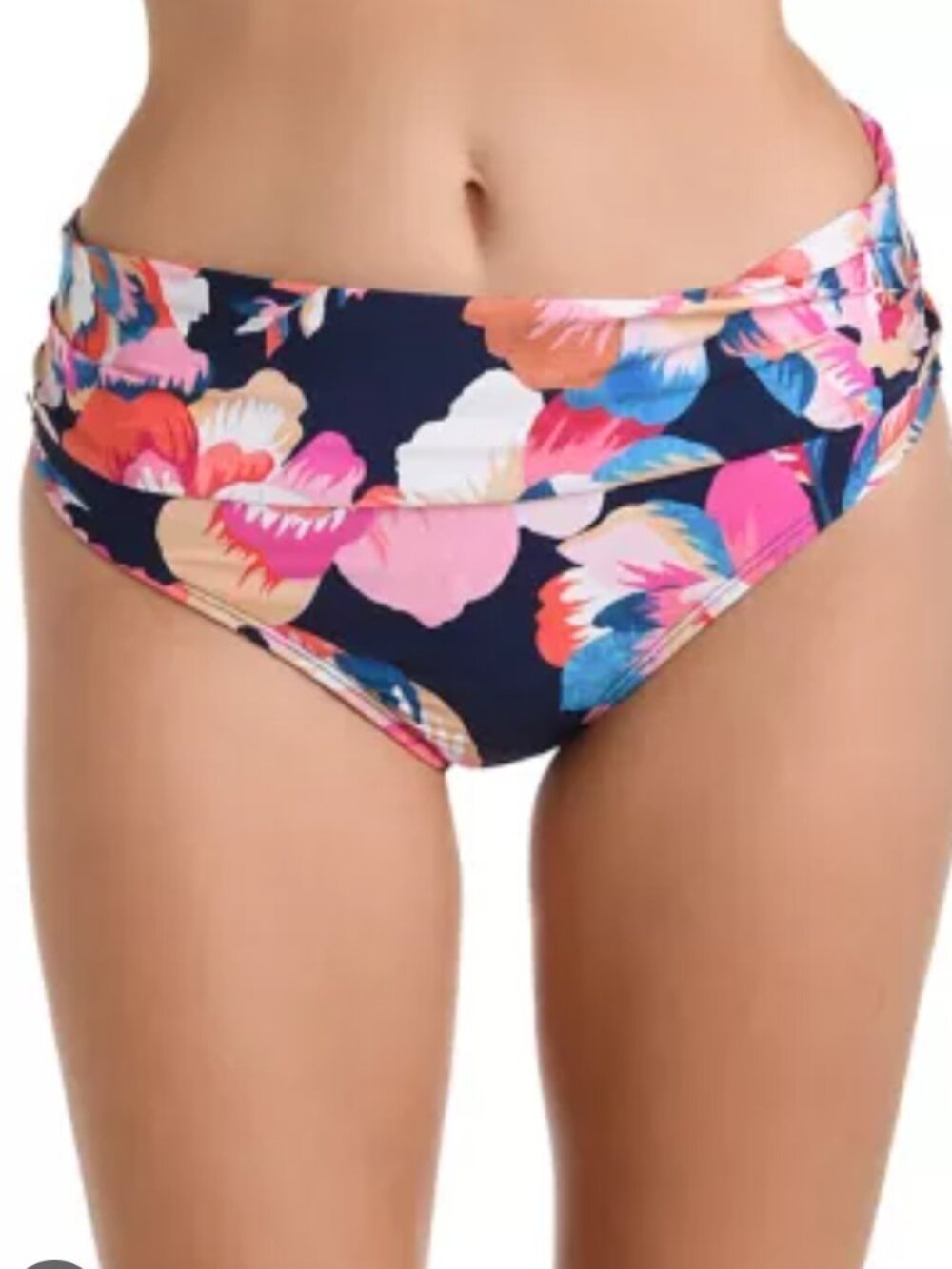 La Blanca Denim Bouquet Shirred Band Hipster Bikini Bottoms – Indigo/Denim Bouqu